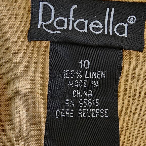 Rafaella Woman Tunic Top Size 10 Linen Shirt Yellow Button Up Long Sleeve Eyelet - Picture 9 of 10